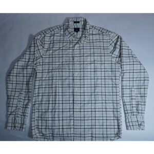 J Crew Shirt plaid white blue green business casual work long sleeve Medium